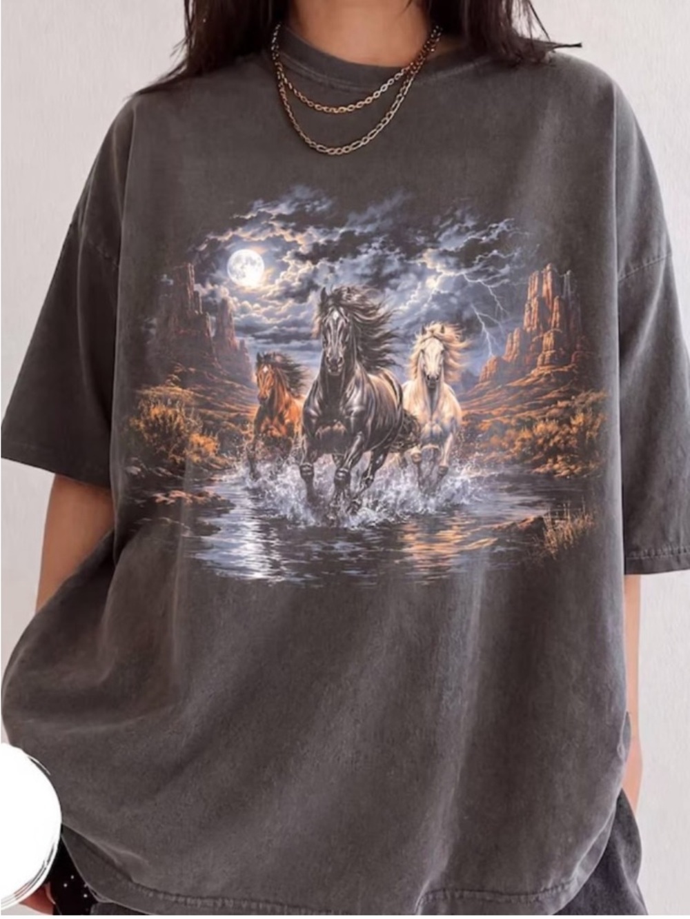 Comfort Colors Galloping Horses Graphic T-Shirt, Vintage Retro Style For Unisex